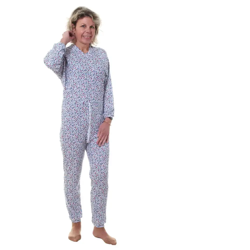 Grenouillère Liberty bleue manche longue