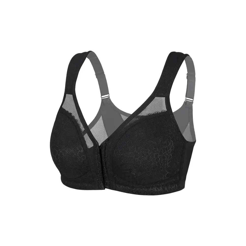 Femme Soutien-Gorge ouverteure avant devant noir bretelles larges