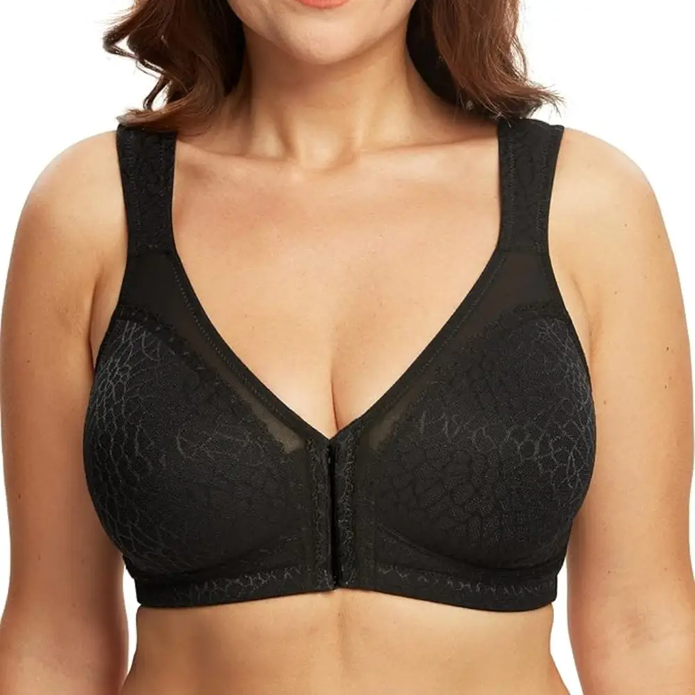 Femme Soutien-Gorge ouverteure avant devant noir de face