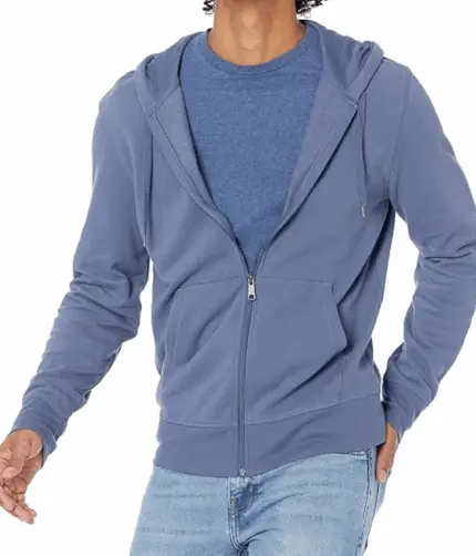 Sweat Capuche Zippé Bleu Clair